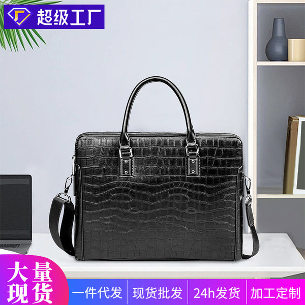 Leather men's bag simple business men's briefcase large capacity first layer cowhide computer bag versatile men's handbag