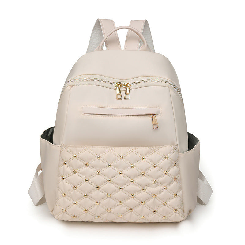 Cross-border wholesale nylon waterproof backpack 2023 new casual simple women's bag large capacity diamond travel backpack