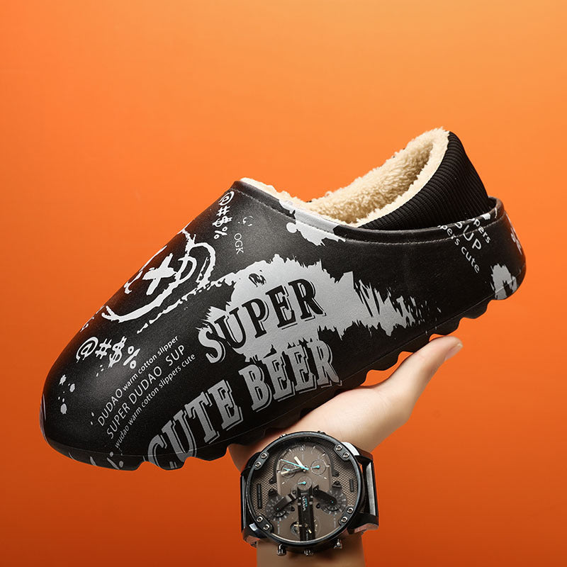 Cross-border winter velvet warm couple bear cotton slippers new  large size cotton slippers household wholesale