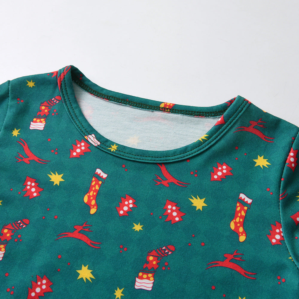 New arrival: children's long-sleeve pajamas - christmas cartoon print cotton loungewear set for boys and girls (export quality)