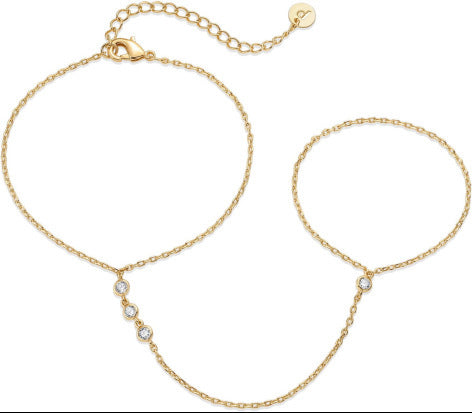 fashion ins style finger chain small disc ring chain stainless steel bracelet stylish trendy jewelry wholesale for women