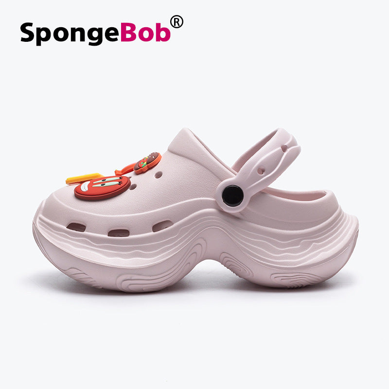 Spongebob squarepants thick sole goddess nightclub high heels crocs summer heightened toe beach sandals women's slippers