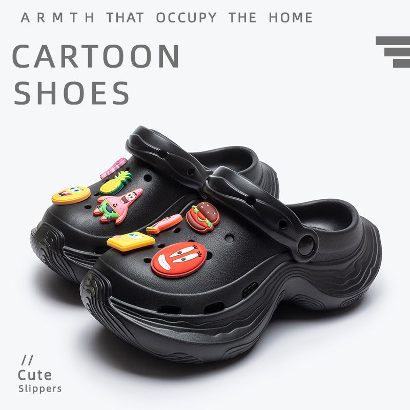 Spongebob squarepants thick sole goddess nightclub high heels crocs summer heightened toe beach sandals women's slippers