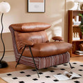 Italian accessible luxury genuine leather casual chair living room sofa chair balcony single chair real leather fabric down soft bag style