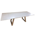 Off-white travertine rock slab dining table - extendable, foldable, export-quality, home use, light luxury, high-end restaurant table