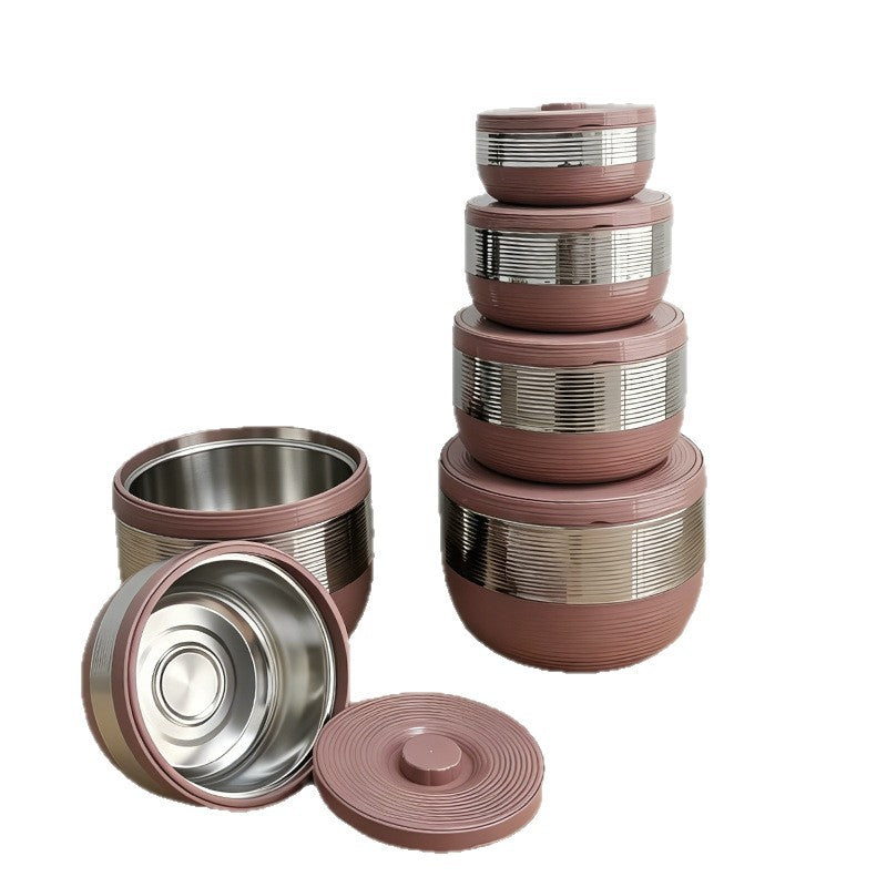 New arrival: stainless steel insulated food carrier - large capacity commercial grade four-piece set with lunch box and insulated bucket for food preservation