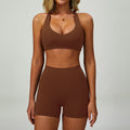Summer cross-border barely-there yoga set - backless, tight-fitting, quick-dry activewear - outdoor sports running three-piece set 9300
