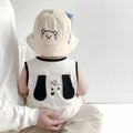 Summer newborn baby simple cartoon dog sleeveless romper - lightweight baby bodysuit - sleeveless onesie - crawling suit
