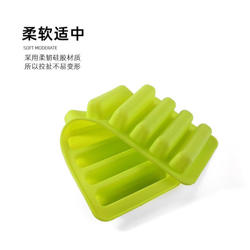 Cylindrical silicone ice cube tray mold - 10-cavity finger mold for cookies, ice pops, ice cubes, and chocolate diy