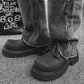 2025 spring new big toe derby men's shoes thick sole hong kong style niche styletrendycasual leather shoes men's workwear shoes trendy