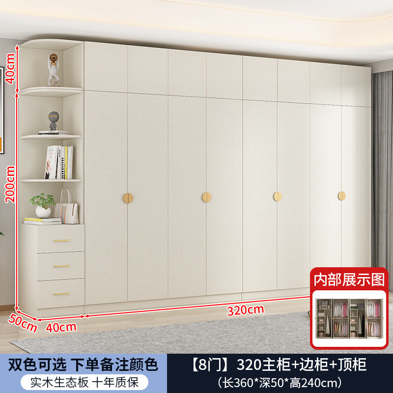 Solid wood double door cream style wardrobe bedroom for home modern casual multifunctional assembly wardrobe double door wardrobe