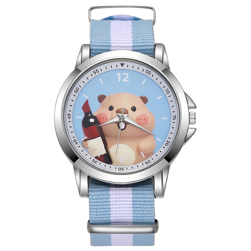 Cute cartoon nezha demon child descends to earth children's watch - stylish quartz watch for elementary school students, boys and girls