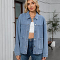 Fashion cross-border export women's american retroloosecasuallong sleevessoutwear early autumn new arrival lapel denim outwear