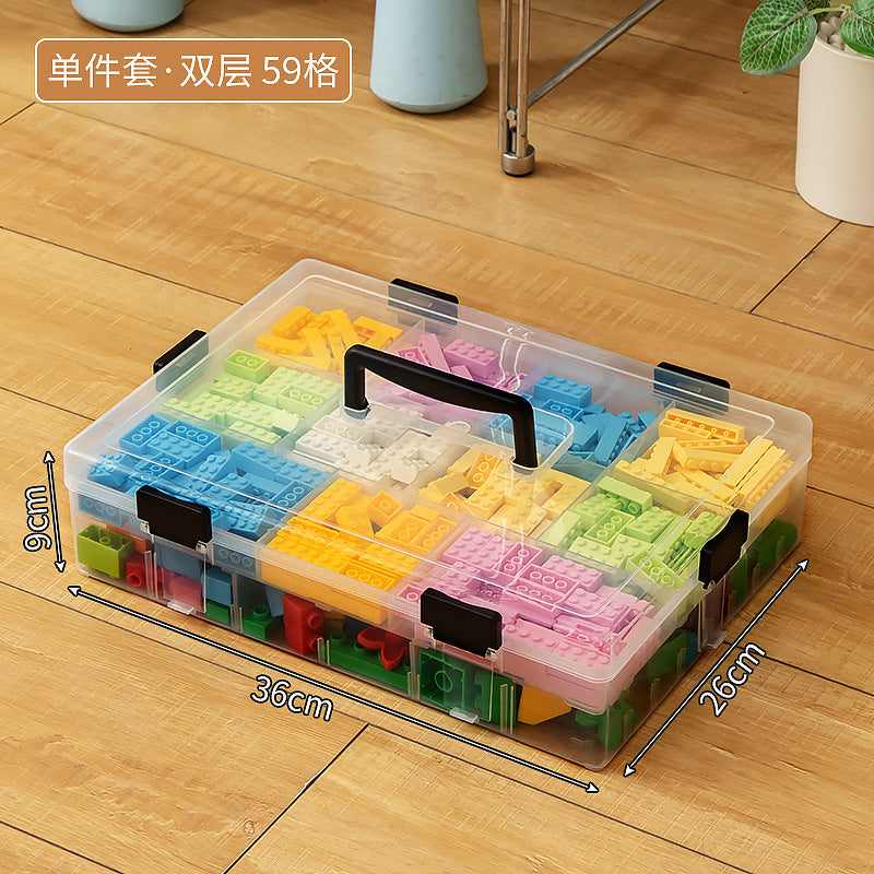 Children's toy storage box Multifunctional grid accessories storage box can be stacked portable Lego building block storage box