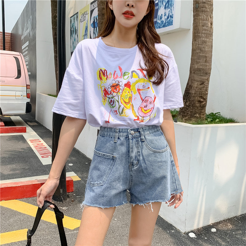 Raw edge denim shorts for women new arrival hot selling fashionelegantwork clothingshorts must edge washed wide leg jeans