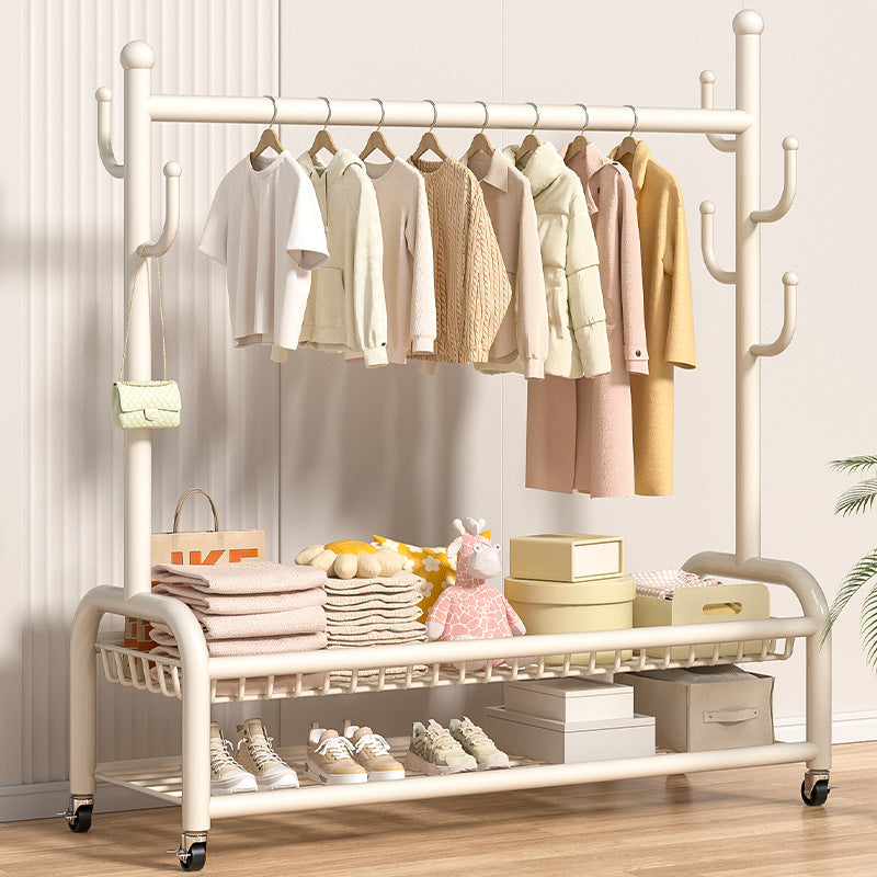 Clothes rack floor-standing bedroom for home room indoor double-pole drying clothes rack movable multifunctional coat rack