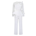 D439 independent station  new long-sleeved elegant mesh stitching beading slimming look banquet large size foreign trade jumpsuit