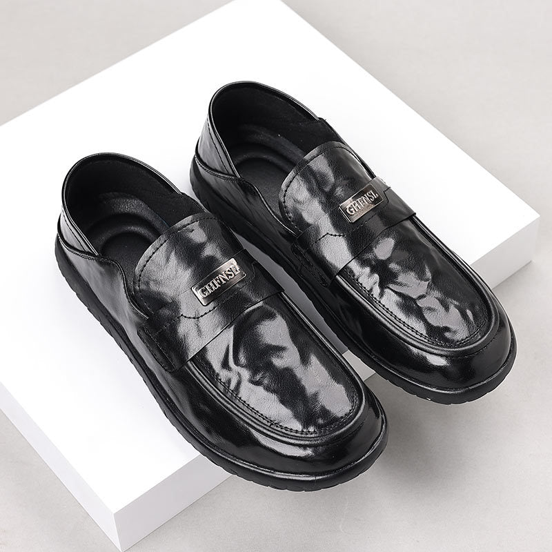 Men's genuine leather shoes - new trendy fashion business dress shoes - summer slip-on loafers - casual leather shoes