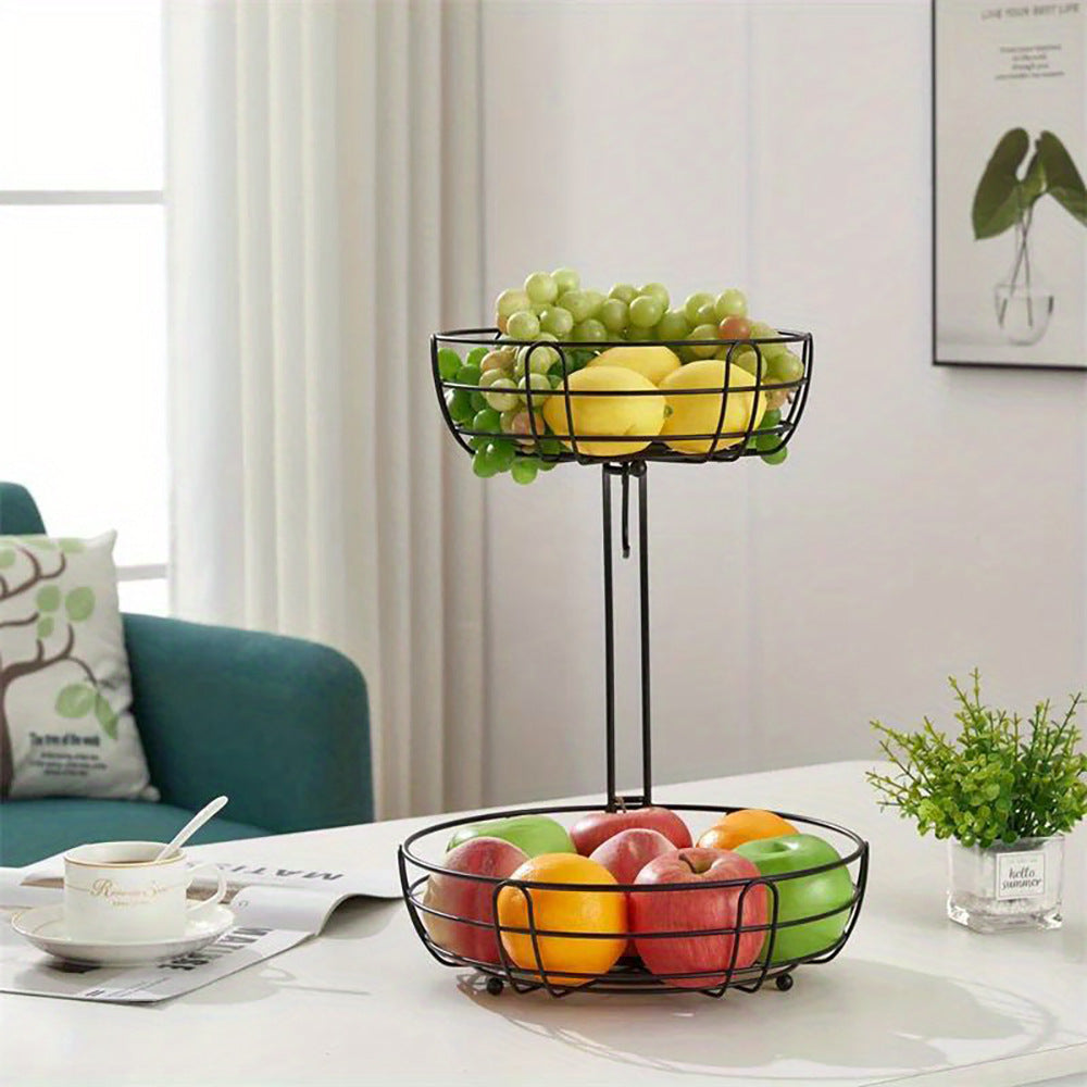 Processing Customized 2-layer fruit basket Restaurant Snack storage Fruit plate Metal basket Fruit storage basket Household