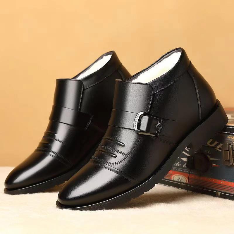 Winternew arrival real soft leather cotton shoes mencasualfashion men's cotton boots middle-aged and elderly easiest for matchheattechfleece-lined dad shoes