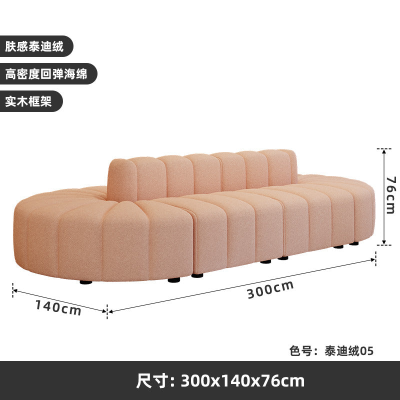 French cream style hotel lobby lounge double-sided sofa - ideal for medical aesthetics, wedding photography studios, clothing boutiques, and beauty salons