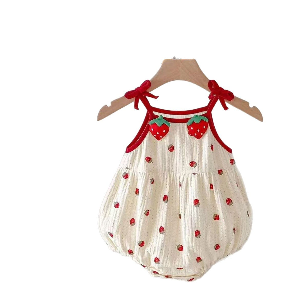 Summer lightweight romper - newborn baby outfit - stylish suspender bodysuit - sleeveless onesie