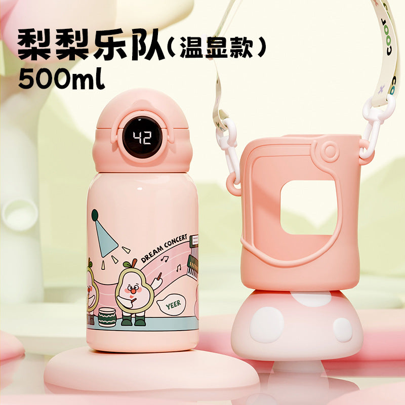 Kids thermos cup 316 stainless steel straw cup cute stainless steel cartoon student cup portable cup manufacturer
