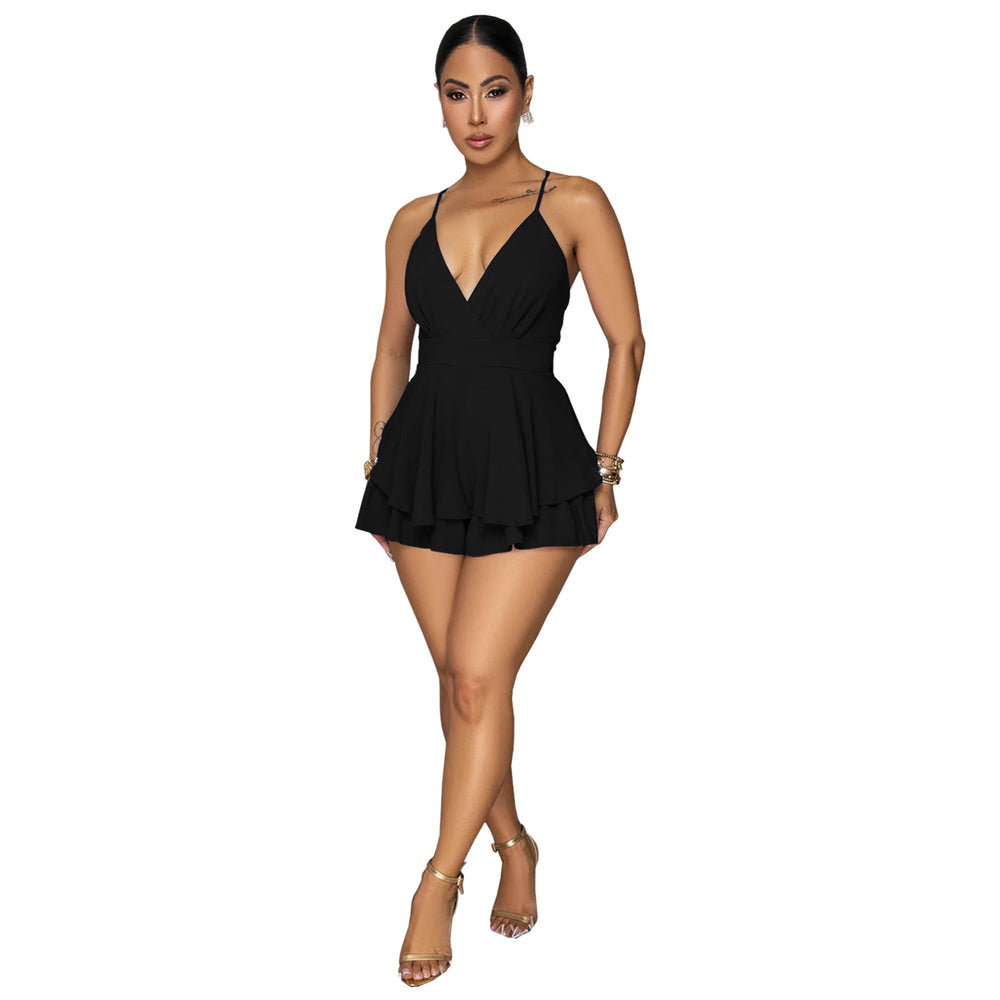 C7472 cross-border   fashion women's summer sexy camisole v-neck backless mini dress