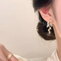 Super flash full zirconium leaf tassel earrings for women niche styleclassyelegant earrings elegancecasual earrings earrings wholesale