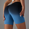 Clearance gradient seamless high-waisted tummy control shorts breathable running workout fitness shorts peach lift yoga pants