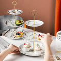 European-style popular creative ceramic dessert plate, three-layer skewer plate, snack plate, pastry plate, afternoon tea special flat plate