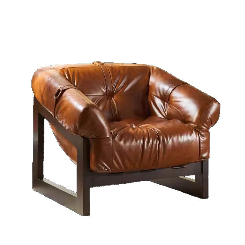 Medieval style solid wood single chair sofa balcony lazy lounge chair american casual chair oil wax cigar bar chair b&b chair chair