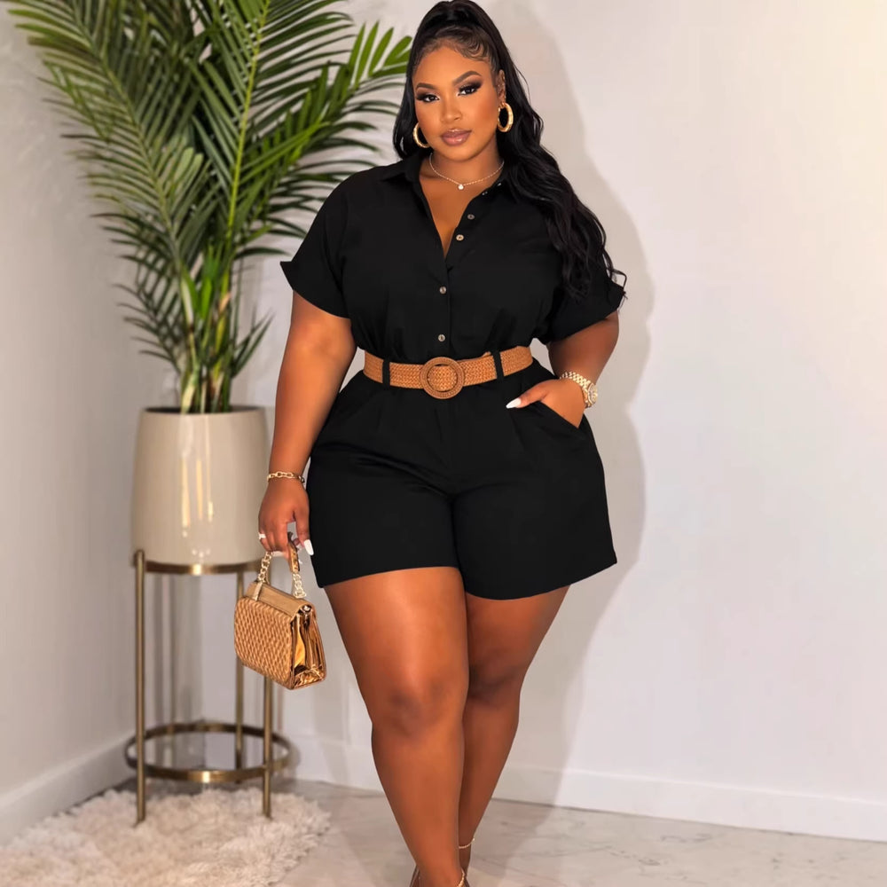 European and american cross-border women's clothing  summer new arrivals: african-style plus size turn-down collar short sleeve shirt and wide leg shorts casual set