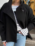 fashion  fall and winternew arrival women's clothing  elegantelegance stand collar button long sleeveswoolenoutwear