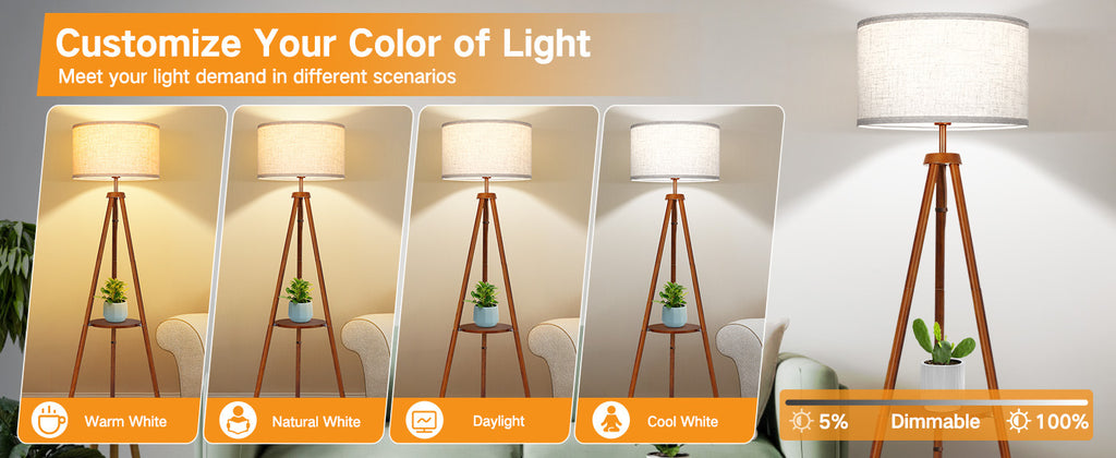 Cross-border hot-selling tripod shelf floor lamp living room bedroom study office simple and fashionable standing lamp can be customized