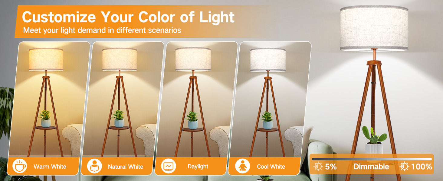 Cross-border hot-selling tripod shelf floor lamp living room bedroom study office simple and fashionable standing lamp can be customized