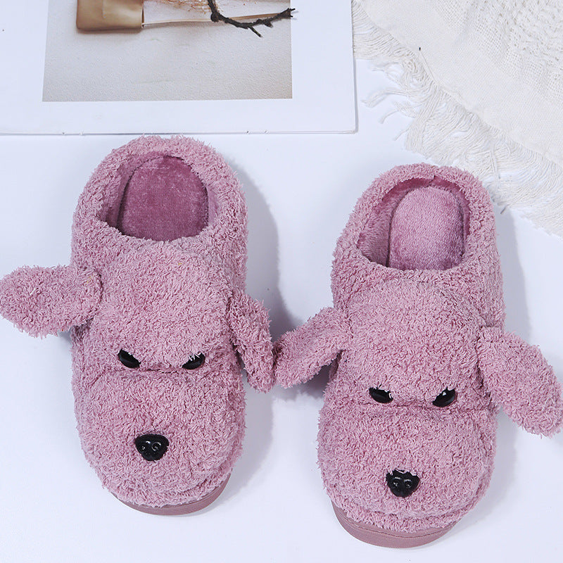 Home cotton slippers indoor winter heel cover couple cute cartoon women's heattechfleece-lined flats slippers fall and winter