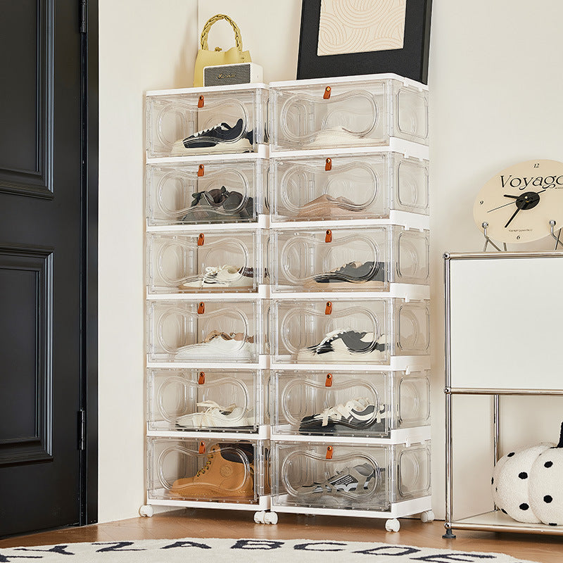 Door shoe cabinet foldable transparent large-capacity multi-layer shoe display finishing box installation-free dust-proof clean storage