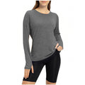 cross-border round neck finger sleeve yoga long sleeve training running sports top t-shirt for women