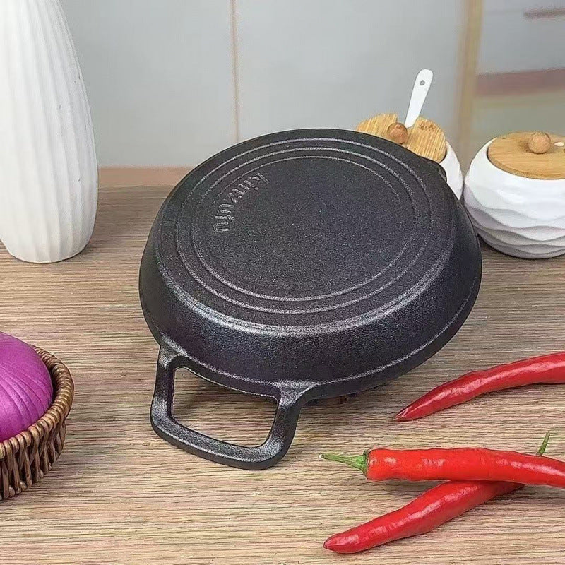 Commercial Teppanyaki Beef Plate Korean Barbecue Cast Iron Barbecue Plate Steak Plate Round Fried Steak Thickened Disc