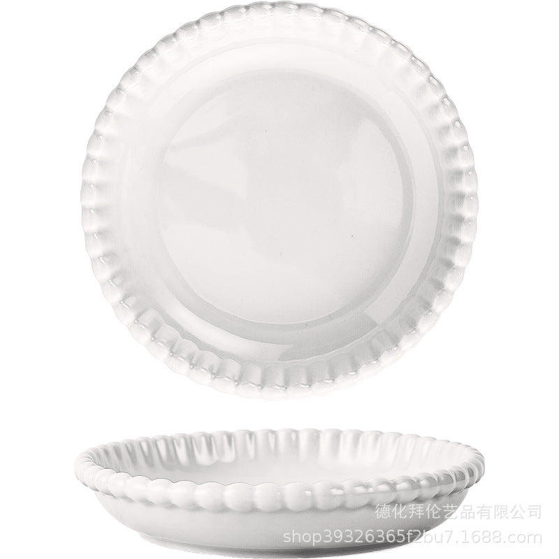 Insfrench creative pearl edge bowl, plate and dish tableware combination restaurant for home dessert oatmeal rice bowl suit