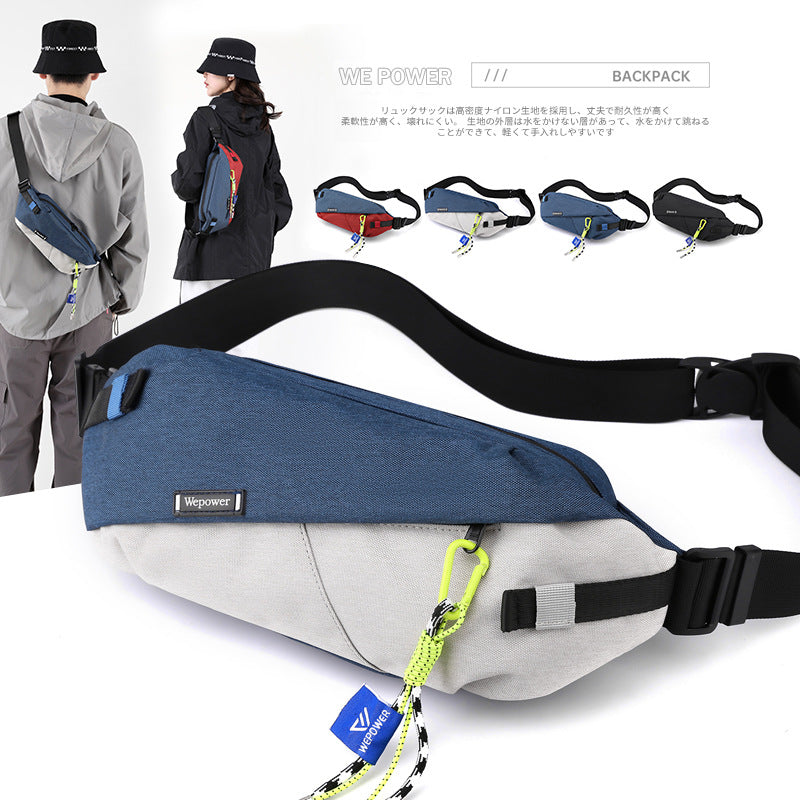 New Hong Kong wind locomotive color matching cycling bag outdoor travel fanny pack versatile mobile phone messenger bag travel commuter fanny pack