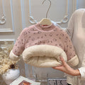 Girls' autumn/winter three-layer quilted padded base layer top, baby girl long-sleeve top, base layer shirt, children's sweatshirt, kids' clothing