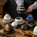 Japanese retro steamed egg cup, one-person soup cup, ceramic tableware, dessert bowl, bird's nest supplement, covered bowl, one-person stew cup