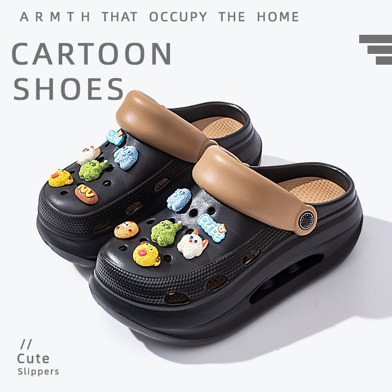 2025 new women's wedge platform clogs - summer outdoor wear, thick sole, two-wear style, chunky heel, non-slip beach sandals & slippers