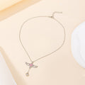 Wholesale alloy heart pendant - new cross-border fashion jewelry, versatile women's necklace with diamond-studded wings, alloy clavicle chain