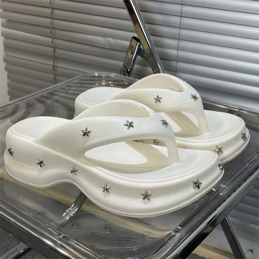 5.0 thick sole heightened star sandals women's outwear 2026 summer new flip flops fashionplatform shoes bottom slippers