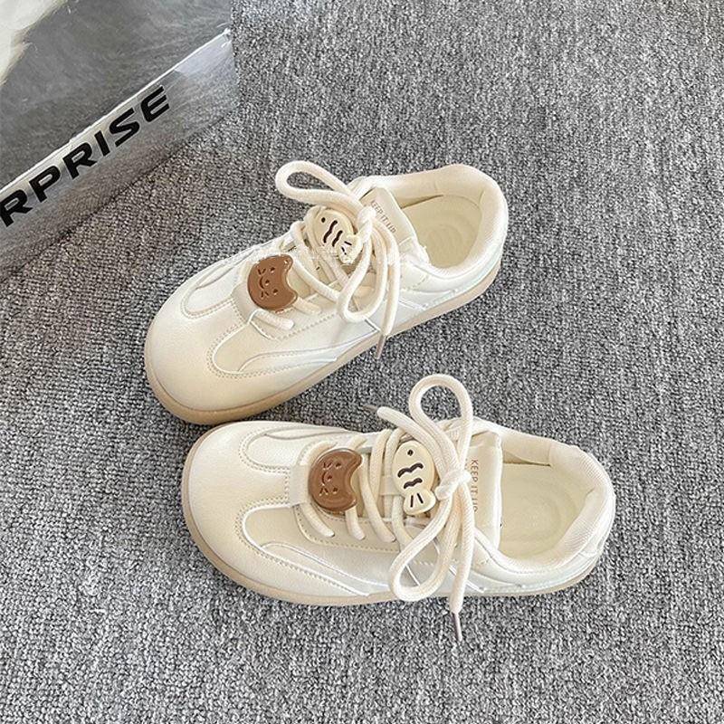 2026new arrivalretro german training shoes for women fashioneasiest for matchchic round toe casual leather white sneakers autumbest selling