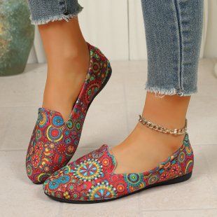 plus size spring and summer new arrival cloth retro breathable printingeasiest for matchelegant ethnic style wedge flats women's wholesale