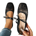 Lace fairy flat shoes : square toe, lace-up design, mesh material – ultra-gentle, overflowing with summer vibes
